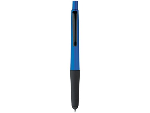 Bolígrafo de plástico metalizado con puntero azul barato