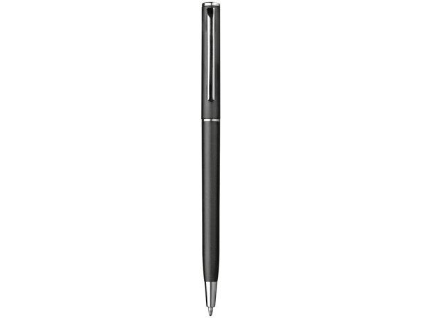 Bolígrafo fino con clip metálico con logo negro