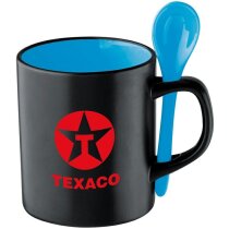Taza personalizado de porcelana negra con cuchara de color Taza personalizado de porcelana negra con cuchara de color