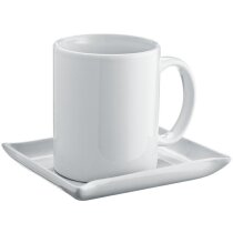 Juego de plato y taza de café personalizado blanco Juego de plato y taza de café personalizado blanco