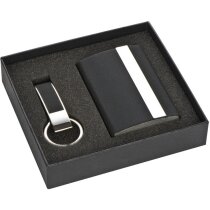 Juego de tarjetero y llavero juntos personalizado negro Juego de tarjetero y llavero juntos personalizado negro