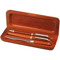 Set de bolígrafo con pluma y abrecartas personalizado marron Set de bolígrafo con pluma y abrecartas personalizado marron