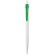 Bolígrafo de plástico con pulsador y clip a color verde grabado