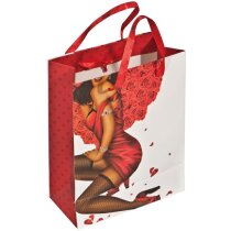 Bolsa de regalo con imagen de hombre y mujer roja