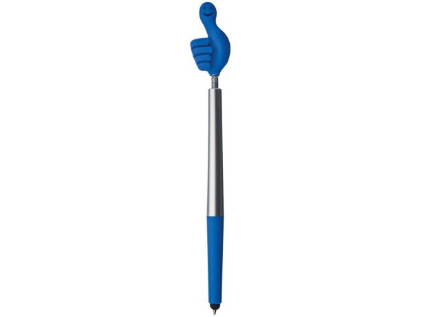 Bolígrafo con forma de mano flexible personalizado azul