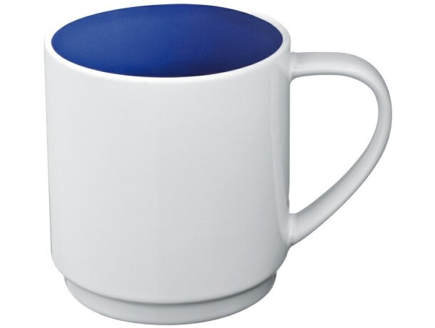 Taza de cerámica aplilable blanca con interior de color azul personalizada