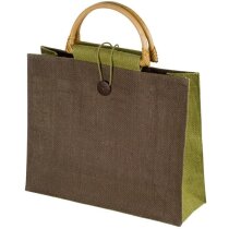 Bolsa de yute con asas de bambú verde Bolsa de yute con asas de bambú verde