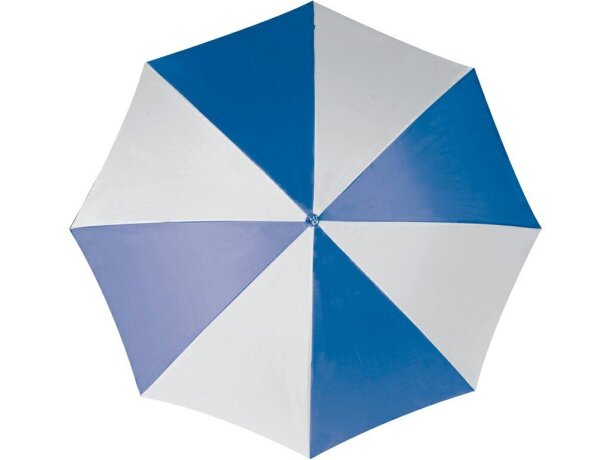 Paraguas automático bicolor mango recto con logo azul