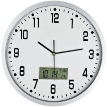 Reloj de pared analógico con fecha y temperatura personalizado blanco Reloj de pared analógico con fecha y temperatura personalizado blanco