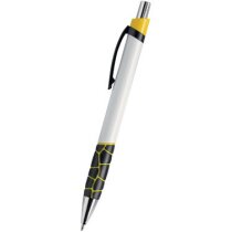 Bolígrafos cuerpo blanco Vulcano combinados en 5 colores diferentes