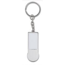 Llavero moneda carro alargado metálico con borde cromado