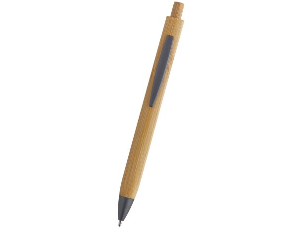 Bolígrafo con nombre de bambú triangular tinta con clip metálico