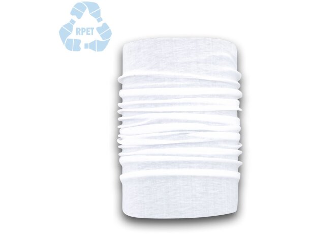 Braga cuello RPET blanca tubular promocional Bafet