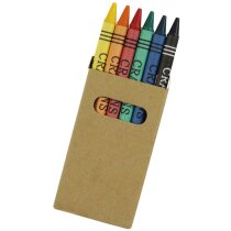 Estuche cartón con 6 lápices cera multicolor