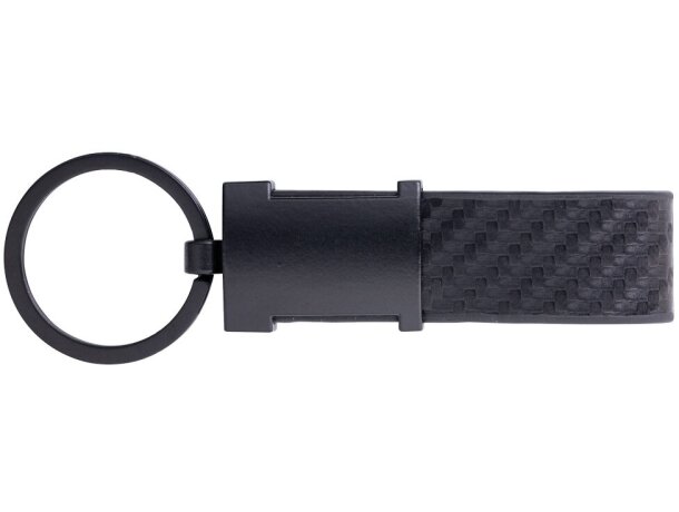 Llavero met&aacute;lico para publicidad con cinta de fibra de carbono