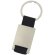 Llavero metálico rectangular con cinta a color Matt Negro