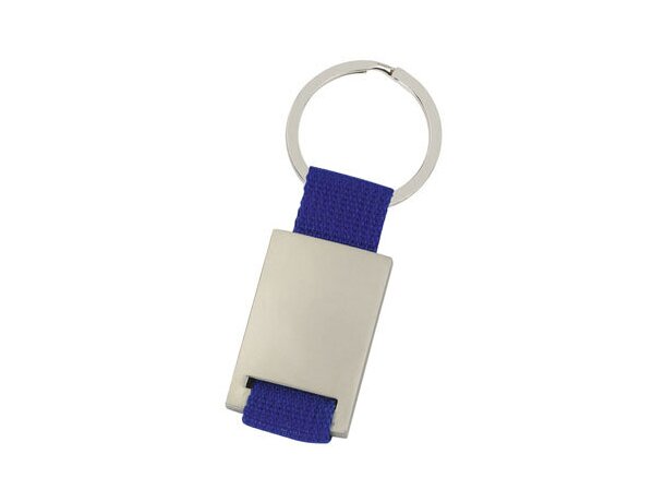 Llavero metálico rectangular con cinta a color Matt