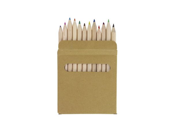 Set 12 lápices colores madera caja transparente