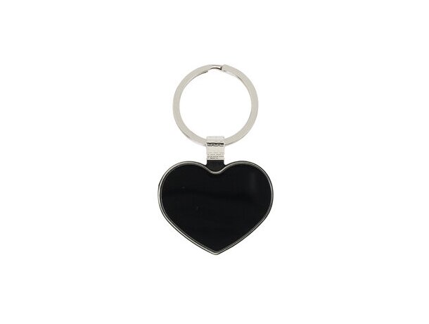 Llaveros metálico para merchandising forma de corazón con placa acero negro