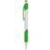 Bolígrafo en plástico blanco con detalles en colores verde con logo