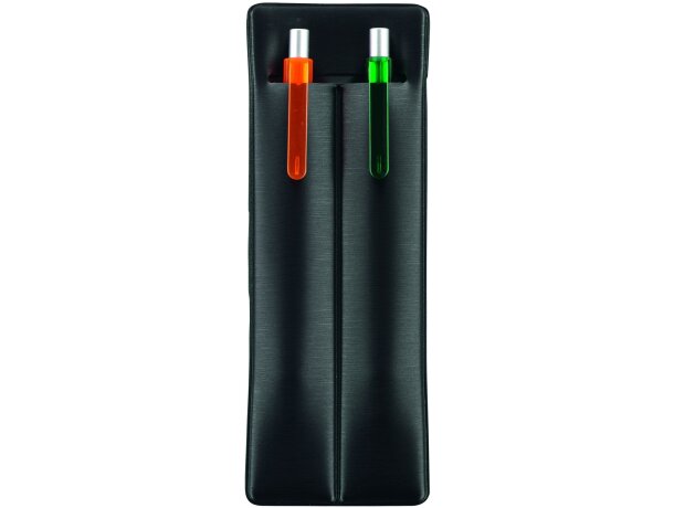Estuche discreto para dos bolígrafos en negro personalizado