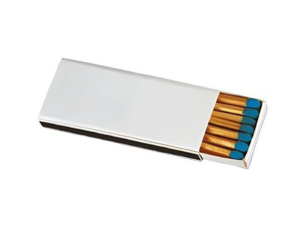 Caja cerillas cabeza azul con logo para eventos y camping FMW Blanco detalle 1