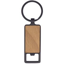 Llavero de madera promocional abridor rectangular con borde de metal