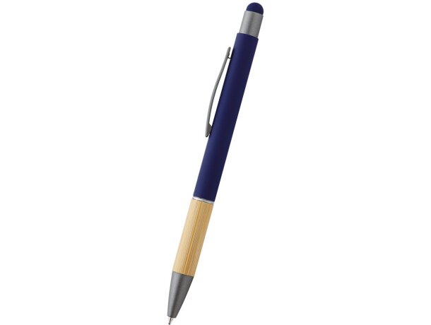 Bolígrafos originales de aluminio grip bambú tinta azul