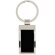 Llavero met&aacute;lico rectangular con placa de acero negro