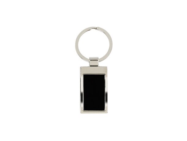 Llavero metálico rectangular con placa de acero negro