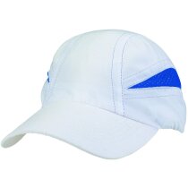 Gorra de microfibra blanca con detalles de color azul Gorra de microfibra blanca con detalles de color azul