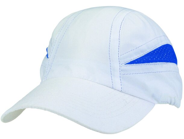 Gorra de microfibra blanca con detalles de color azul Gorra de microfibra blanca con detalles de color azul