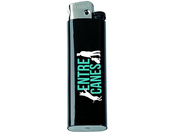 Mechero Cricket cromo recargable piedra 6 tonalidades brillantes para publicidad personalizado negra