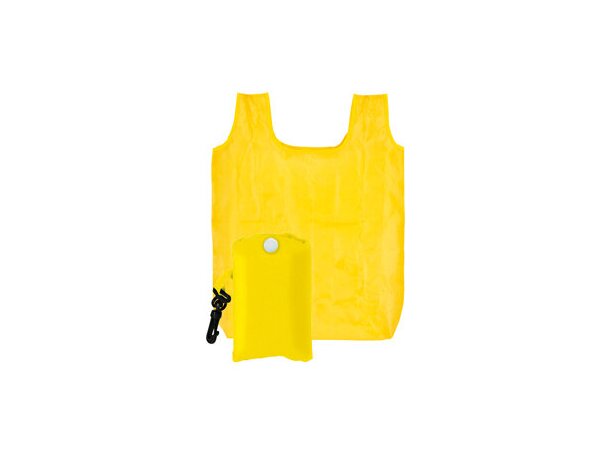 Bolsa plegable personalizada poliéster multicolor ultracompacta 42x40 amarilla