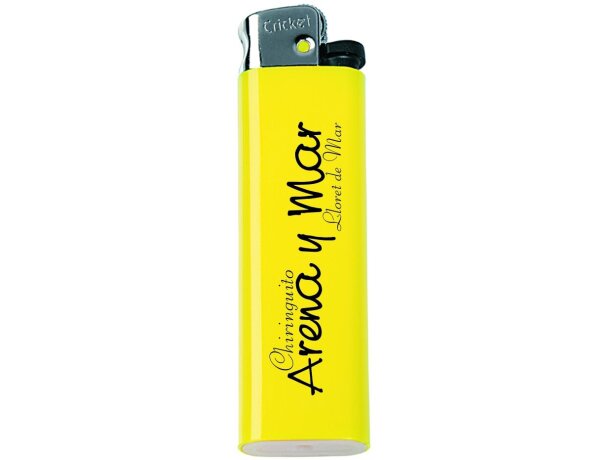 Mechero Cricket cromo recargable piedra 6 tonalidades brillantes para publicidad con logo amarilla