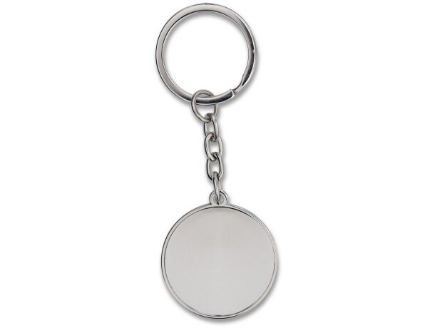 Llavero met&aacute;lico grabado redondo con gota resina