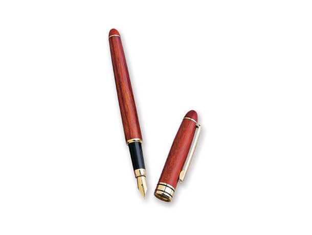 Estilográfica madera natural con logo en dorado