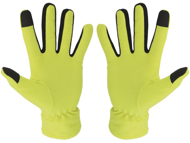 Guantes running táctiles poliéster unisex Lava