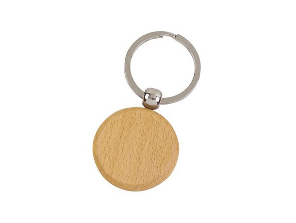 Llavero madero redondo con barniz oscuro o natural