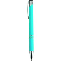 Bolígrafo cómodo en acabado metalizado personalizado azul claro Bolígrafo cómodo en acabado metalizado personalizado azul claro