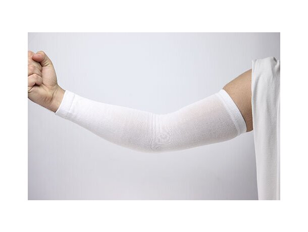 Manguitos deportivos promocionales de poliéster de color blanco