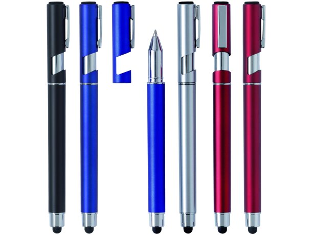 Bolígrafo con 4 funciones en color metalizado
