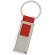 Llavero metálico rectangular con cinta de lona Rojo
