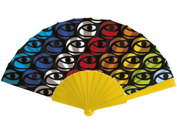 Abanico plegable textil sublimable varillas color