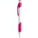 Bolígrafo en plástico blanco con detalles en colores fucsia