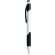 Bolígrafo en plástico blanco con detalles en colores negro