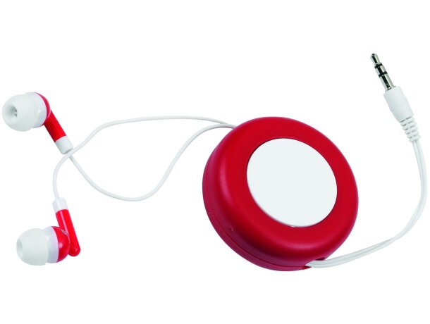 Auriculares con recogecable personalizado rojo Auriculares con recogecable personalizado rojo