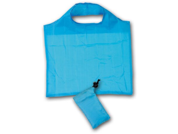 Bolsa de compra publicitaria poliéster mini compacta azul 44x37