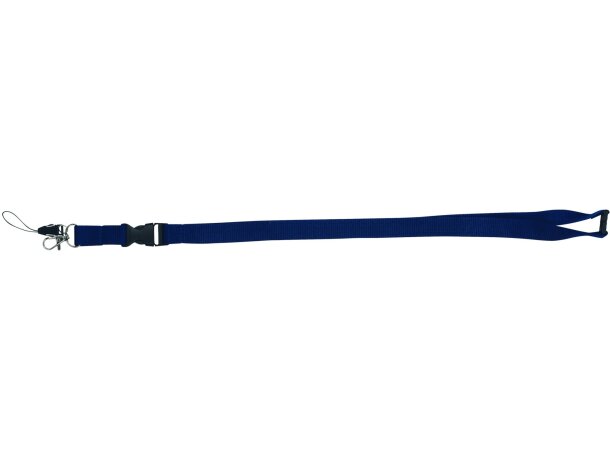 Lanyard de poliéster con cierre de seguridad en cuello economico azul Lanyard de poliéster con cierre de seguridad en cuello economico azul