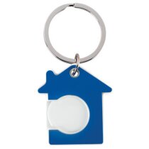 Llaveros moneda carro para publicidad con base forma de casa